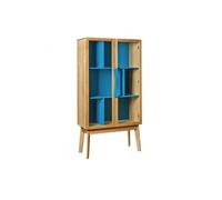 Bibliothèque Vitrine "Avon" 165cm Chêne & Bleu
