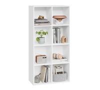 WOLTU Bibliothèque, Étagère de 8 Casiers, pour Salon, Bureau, 60x29,5x121cm en Panneaux de Particules, Blanc,SK002ws4