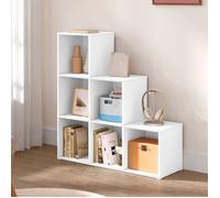Bibliothèque WOLTU- Étagère d'Escalier 6 Cubes - Bois d'Ingénierie - 90x30x90cm - Blanc