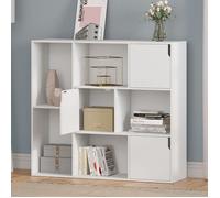 Bibliothèque WOLTU - Étagère Livre Cube - 8 Casiers et 3 Portes - 106x30x96cm - Blanc