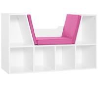 Bibliothššque banc 2 en 1 avec coussins de siššge, šŠtagššre cube 6 compartiments ouverts et 2 niveaux, meuble de rangement pour salon, chambre š€ coucher, bureau, 102 x 30 x 61 cm, rose