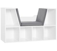 Bibliothššque banc 2 en 1 avec coussins de siššge, šŠtagššre cube 6 compartiments ouverts et 2 niveaux, meuble de rangement pour salon, chambre š€ coucher, bureau, 102 x 30 x 61 cm, gris