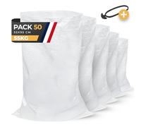 BIBODU Sac a Gravat (50 UNITÉS) | 55 x 95cm - Très Résistant (55 kg) | Sac a Gravats Chantier en Polypropylène | Parfait pour le Chantier, Gravier, Sable, Feuilles