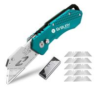BIBURY Cutter Professionnel, Couteau de Poche avec 10 SK5 Lames Supplémentaire, Couteau en Acier inoxydable fourni Bouton de Déclenchement Rapide et Poignée Ergonomique - Vert