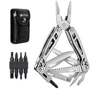 BIBURY Pince Multifonction, Camping Multitools en Acier inoxydable, Outil de Poche avec Couteau, Saw, Tournevis, Multi Tool Couteau Suisse pour Survie Camping Réparation - Bordure Noire
