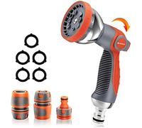 BIBURY Pistolet Arrosage Jardin, Pistolet d'arrosage, Pulvérisateur de Jardin, Pistolet de Jardinage, 10 Modes d'arrosage avec 3 Interface pour Lavage des Voitures, Jardins, Plantes, Animaux - Orange