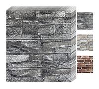 Bibykivn 10Pcs Stickers Muraux 3D Brique,35 x 38cm Papier Peint Briques Rétro,Effet Pierre,Papier Peint Mousse PE Imperméable,DIY Auto-Adhésif Autocollants la Maison Chambre, Salon (Noir)