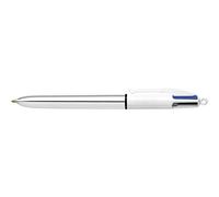 Stylo bille 4 couleurs Bic Shine rétractable pointe 1 mm - écriture moyenne - Corps argent