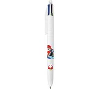 BIC - 1 Stylo 4 Couleurs Classiques - Décors Assortis Mario Kart - Pointe Moyenne : 1 mm