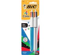 BIC 4 Color Shine Lot de 2 stylos à bille rétractables avec pointe moyenne de 1 mm et facile à transporter