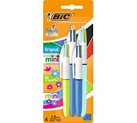 BIC 4 Colours Family Pen Lot de 4 stylos à bille rétractables avec quatre couleurs d'encre (2 mini, 2 originaux)
