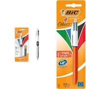 BIC 4 Couleurs 3+1 HB Stylo-Bille Rétractable et Porte-Mines, Parfait pour l'Ecole et au Bureau & 4 Couleurs Original Stylo-Bille Rétractable Pointe Fine (0,8 mm) - Blister de 1