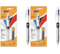 BIC 4 Couleurs 3+1 HB Stylo-Bille Rétractable et Porte-Mines, Parfait pour l'Ecole et au Bureau, Blister de 1 + 12 Mines 0,7 mm HB (Lot de 2)