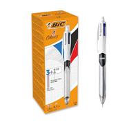 BIC 4 Couleurs 3+1HB Stylos-Bille Rétractables Pointes Moyennes (1,0 mm) et Porte-Mines - Boîte de 12