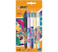 BIC - Stylos-bille 4 couleurs Hydro Dipping - Pointe moyenne (1,0 mm) - Lot de 5