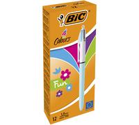 BIC 4 couleurs Fun Stylo bille rétractable pointe moyenne 1 mm - Corps Turquoise