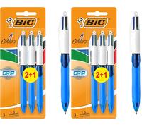 BIC 4 Couleurs Grip Stylos-Bille Rétractables Pointe Moyenne (1,0 mm), Parfait pour l'Ecole et au Bureau, Format Spécial (Lot de 2)