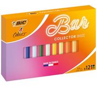 BIC 4 Couleurs Le Bar à Couleurs Stylos-Bille Rétractables à Pointe Moyenne (1,0 mm) Corps Uni - Couleurs Assorties, Coffret de 12