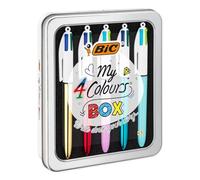 BIC – Stylo à bille rétractable My 4 Colours Box – 4 couleurs, pointe 1 mm – Lot de 5