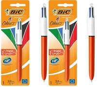 BIC 4 Couleurs Original Stylo-Bille Rétractable Pointe Fine (0,8 mm) - Blister de 1 (Lot de 2)