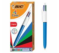 BIC 4 Couleurs Original Stylos-Bille Rétractables Pointe Moyenne (1,0 mm) - Certifiés NF Environnement - Boîte de 12