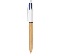 BIC 4 couleurs Party Stylo bille rétractable pointe moyenne 1 mm - Corps Doré Givré