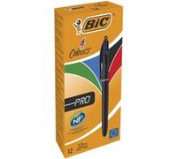 BIC Stylo bille 4 Couleurs Pro Rétractable Pointe 1 mm Noir