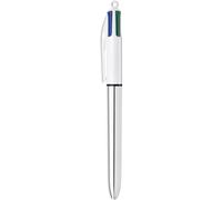 BIC Stylo bille Shine 4 couleurs rétractable pointe moyenne 1 mm corps argenté boîte 12