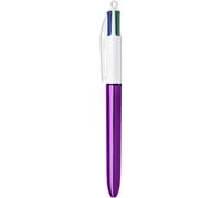 BIC 4 couleurs Shine Stylo bille rétractable pointe moyenne 1 mm - Corps Violet Métal