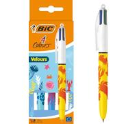 BIC 4 Couleurs Velours Stylos-Bille Pointe Moyenne (10 mm) - Motifs Vie Marine Assortis Pack de 3