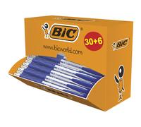 BIC Atlantis Classic Stylo bille rétractable avec grip - pointe moyenne 1 mm - Bleu - Boîte de 30 + 6 OFFERTS