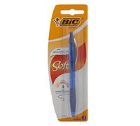 BIC Atlantis Soft Stylos-Bille Rétractables Pointe Moyenne (1,0 mm) - Bleu, Blister de1