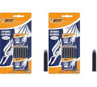 BIC Cartouches d'Encre Courtes Standard pour Stylos-Plume - Bleu Effaçable, Blister de 24 (Lot de 2)