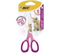 BIC Comfort Ciseaux Enfants pour Droitier 13 cm - Décor Chat ou Football, Blister de 1