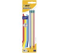 BIC Crayons à papier Evolution Raye bout gomme HB - Pack de 3