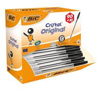 Bic Cristal Ballpoint Pen Medium Tip (1 Mm) Line Width (0.4 Mm) ¿ Perfect For School And Office ¿ Black, Pack Of 90 + 10 Free