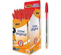 Bic Cristal Ballpoint Pens Medium Tip (10 Mm) - Red Box Of 50