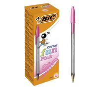 BIC Cristal Fun Stylos-Bille Pointe Large (1,6 mm) - Écriture Large et Intense - Rose, Boîte de 20