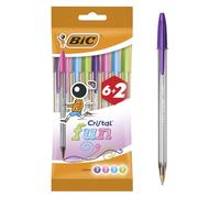 BIC Cristal Fun Stylos-Bille Pointe Large (1,6 mm) - Écriture Large et Intense - Couleurs Assorties, Pochette Format Spécial de 8