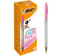 BIC Cristal Fun Stylos-Bille Pointe Large (1,6 mm) - Écriture Large et Intense - Rose, Boîte de 20