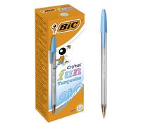 BIC Cristal Fun Stylos-Bille Pointe Large (1,6 mm) - Écriture Large et Intense - Turquoise, Boîte de 20