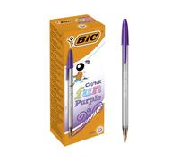 Bic Cristal Fun 1,6 Stylo-Bille Non Rétractable Violet - Lot De 20 Stylos