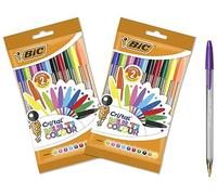 BIC Cristal Multicolour Stylos-Bille Pointe Large (1,6 mm) - Écriture Vive et Colorée - Couleurs Assorties, Lot de 2 Pochettes de 10