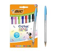 BIC Cristal Multicolour Stylos-bille Pointe Large (1,6 mm) - Encres classiques et fantaisie de couleurs assorties, pack de 8
