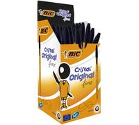 BIC Cristal Original Stylo bille à capuchon - pointe fine 0,8 mm - Noir