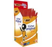 BIC Cristal Original Stylo bille à capuchon - pointe fine 0,8 mm - Rouge