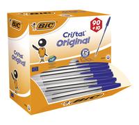 Stylos cristal Bic bleu - lot 100 dont 10 gratuits