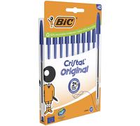 BIC Cristal Original Stylo bille à capuchon - pointe moyenne 1 mm - Bleu - Pochette de 10