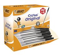 Stylos cristal Bic noir - lot de 100 dont 10 gratuits