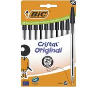 BIC Cristal Original Stylo bille à capuchon - pointe moyenne 1 mm - Noir - Pochette de 10
